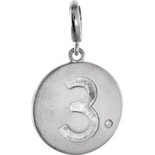 Charger l&#39;image dans la galerie, Sterling Silver .005 CT Diamond &quot;3&quot; Disc Charm
