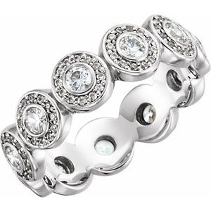 Bande d'éternité de style halo diamant 14K blanc 3/4 CTW taille 5