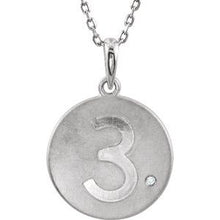 Load image into Gallery viewer, Sterling Silver .005 CT Diamond Numeral 3 Disc 18&quot; Necklace
