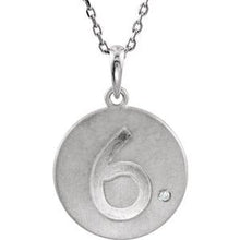 Load image into Gallery viewer, Sterling Silver .005 CT Diamond Numeral 6 Disc 18&quot; Necklace
