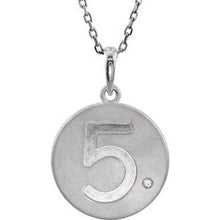 Charger l&#39;image dans la galerie, Sterling Silver .005 CT Diamond Numeral 5 Disc 18&quot; Necklace
