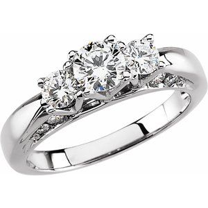 14K White 1 1/5 CTW Diamond Engagement Ring