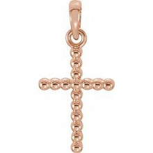 Load image into Gallery viewer, 14K Rose 13.5x9.4 mm Beaded Cross Pendant
