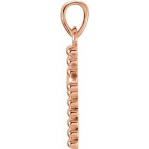 14K Rose 13.5x9.4 mm Beaded Cross Pendant