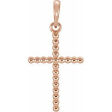 Load image into Gallery viewer, 14K Rose 17.5x12.1 mm Beaded Cross Pendant
