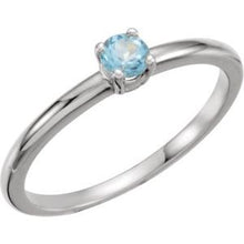 Load image into Gallery viewer, Sterling Silver Imitation Aquamarine "March" Youth Birthstone Ring
