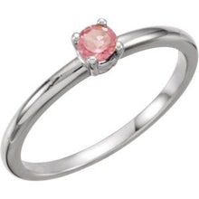 Charger l'image dans la galerie, Sterling Silver Imitation Pink Tourmaline "October" Youth Birthstone Ring
