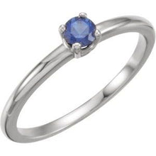 Load image into Gallery viewer, Sterling Silver Imitation Blue Sapphire "September" Youth Birthstone Ring
