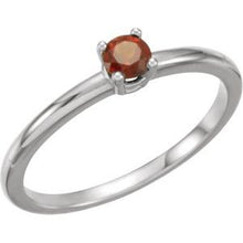 Charger l'image dans la galerie, Sterling Silver Imitation Mozambique Garnet "January" Youth Birthstone Ring
