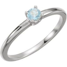 Load image into Gallery viewer, Sterling Silver Imitation Blue Zircon "December" Youth Birthstone Ring

