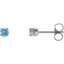Load image into Gallery viewer, 14K White 3 mm Round Swiss Blue Topaz Youth Birthstone Earrings
