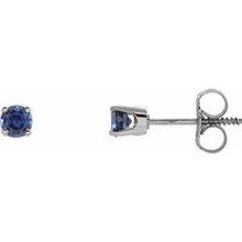 Load image into Gallery viewer, 14K White 3 mm Round Imitation Blue Sapphire Youth Birthstone Earrings
