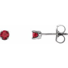 Load image into Gallery viewer, 14K White 3 mm Round Imitation Ruby Youth Birthstone Earrings
