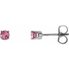Load image into Gallery viewer, 14K White 3 mm Round Imitation Pink Tourmaline Youth Birthstone Earrings
