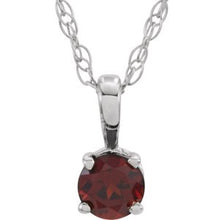 Charger l&#39;image dans la galerie, 14K White 3 mm Round January Genuine Mozambique Garnet Youth Birthstone 14&quot; Necklace
