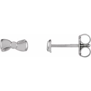 14K White 6.5x3.1 mm Bow Earrings
