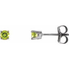 Load image into Gallery viewer, 14K White 3 mm Round Peridot Youth Birthstone Earrings
