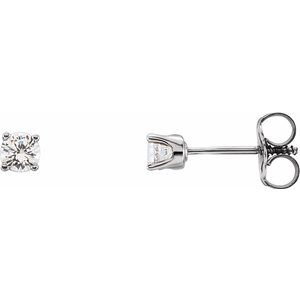 14K White 3 mm Round Imitation Diamond Youth Birthstone Earrings