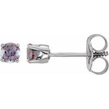 Load image into Gallery viewer, 14K White 3 mm Round Imitation Alexandrite Youth Birthstone Earrings
