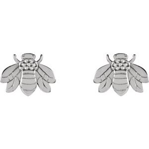14K White Bumblebee Earrings