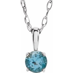 14K White Swiss Blue Topaz 14