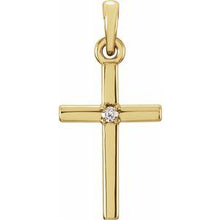 Load image into Gallery viewer, 14K Yellow 19.2x9 mm White Sapphire Cross Pendant
