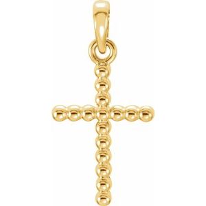 14K Yellow 13.5x9.4 mm Beaded Cross Pendant
