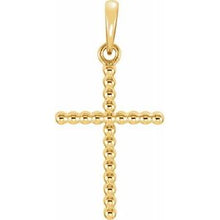 Load image into Gallery viewer, 14K Yellow 17.5x12.1 mm Beaded Cross Pendant
