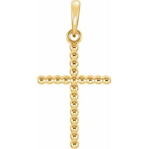 14K Yellow 17.5x12.1 mm Beaded Cross Pendant