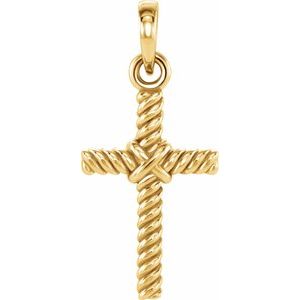 14K Yellow 13.5x8.6 mm Rope Cross Pendant