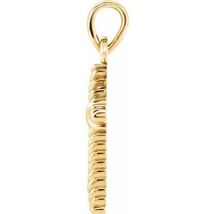 14K Yellow 13.5x8.6 mm Rope Cross Pendant