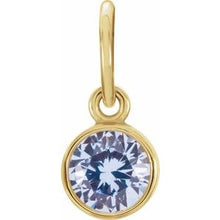 Load image into Gallery viewer, 14K Yellow 4 mm Round Imitation Aquamarine Birthstone Charm
