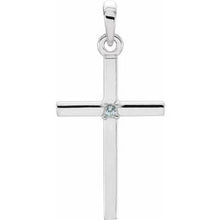 Load image into Gallery viewer, 14K White 22.65x11.4 mm Blue Zircon Cross Pendant
