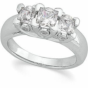 14K White 1 1/3 CTW Diamond Anniversary Ring