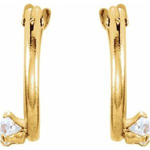Load image into Gallery viewer, 14K Yellow 2.5 mm Round Cubic Zirconia Youth Hinged Hoop Earrings
