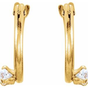 14K Yellow 2.5 mm Round Cubic Zirconia Youth Hinged Hoop Earrings