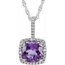 Load image into Gallery viewer, Sterling Silver Amethyst &amp; .015 CTW Diamond 18&quot; Necklace

