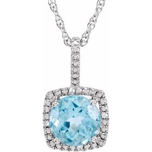 Sterling Silver 7 mm Sky Blue Topaz & .015 CTW Diamond 18" Necklace