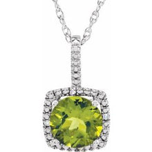 Charger l&#39;image dans la galerie, Sterling Silver 7 mm Peridot &amp; .015 CTW Diamond 18&quot; Necklace
