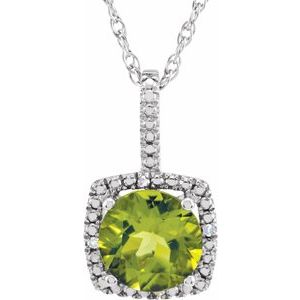 Sterling Silver 7 mm Peridot & .015 CTW Diamond 18" Necklace