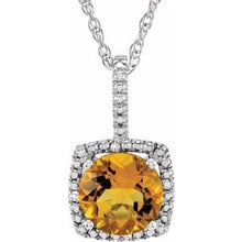 Load image into Gallery viewer, Sterling Silver 7 mm Citrine &amp; .015 CTW Diamond 18&quot; Necklace
