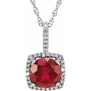 Sterling Silver 7 mm Lab-Grown Ruby & .015 CTW Diamond 18