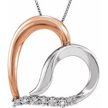 Charger l&#39;image dans la galerie, 14K Rose Gold-Plated Sterling Silver .02 CTW Diamond Heart 18&quot; Necklace

