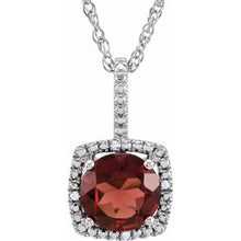Charger l&#39;image dans la galerie, Sterling Silver 7 mm Mozambique Garnet &amp; .015 CTW Diamond 18&quot; Necklace
