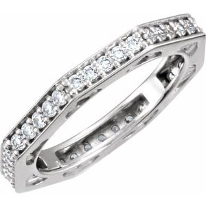 18K White 3/4 CTW Diamond Eternity Band Size 6.5