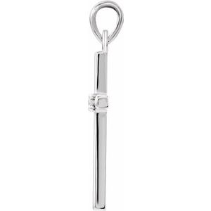 Sterling Silver 22.65x11.4 mm .015 CT Diamond Cross Pendant