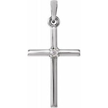 Load image into Gallery viewer, Sterling Silver 22.65x11.4 mm .015 CT Diamond Cross Pendant
