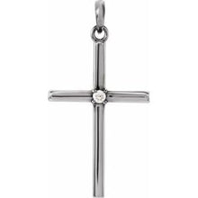 Load image into Gallery viewer, Sterling Silver 26.5x13.75 mm .02 CT Diamond Cross Pendant
