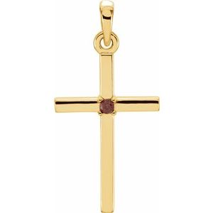 14K Yellow 22.65x11.4 mm Mozambique Garnet Cross Pendant