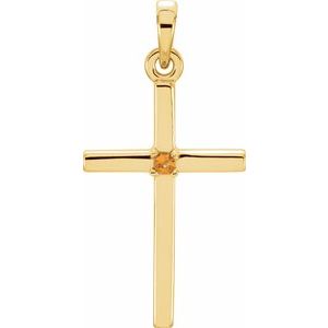 14K Yellow 22.65x11.4 mm Citrine Cross Pendant